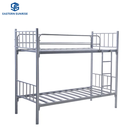 Heavy Bearing Capacity Metal Bunk Bed Silver Color Double Bed Separated Design